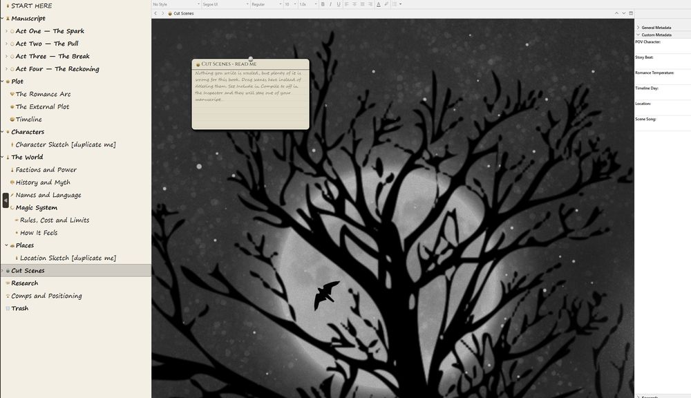 The Romantasy Scrivener setup